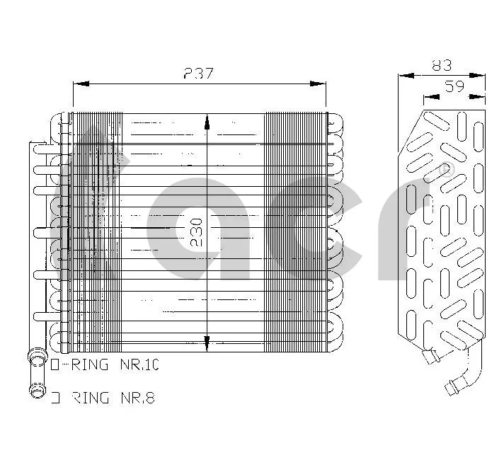 Evaporador, aire acondicionado para Opel Astra F 51, 52, F35, M35