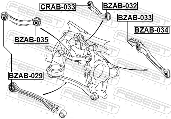 BZAB034 Febest Buje exterior del brazo transversal trasero