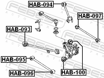 HAB093 Febest Buje delantero del brazo longitudinal trasero