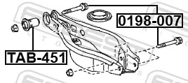 0198007 Febest Tornillo de montaje del amortiguador trasero
