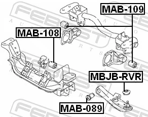 MAB109 Febest Buje trasero de la traviesa de montaje del diferencial delantero