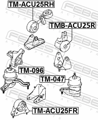 TMACU25FR Febest Soportes de motor delantero