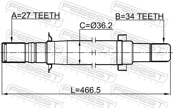 1012CAPRH Febest Árbol de transmisión intermedio