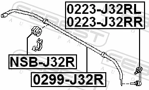0299J32R Febest Estabilizador trasero