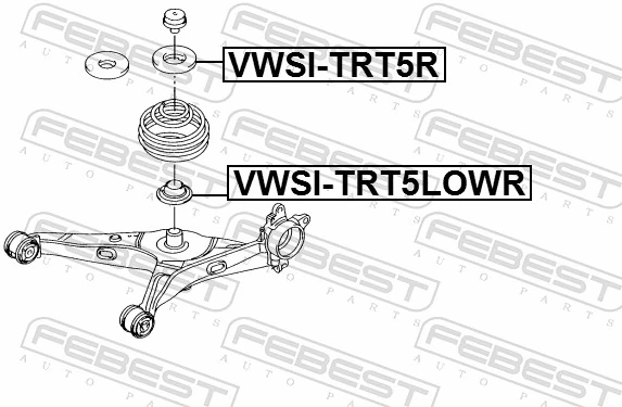 VWSITRT5LOWR Febest Aislador de resorte trasero inferior de goma