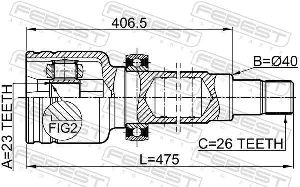 2111CB420RH Febest Junta homocinética interna delantera derecha