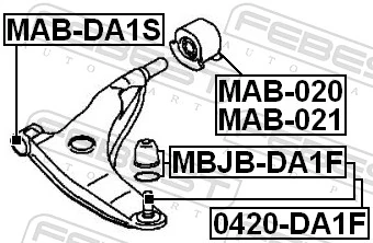 MABDA1S Febest Silentblock de brazo de suspensión delantero inferior
