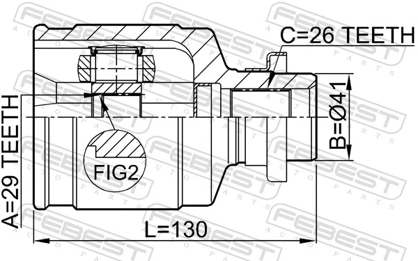 0411CU204WD Febest Junta homocinética interna delantera derecha