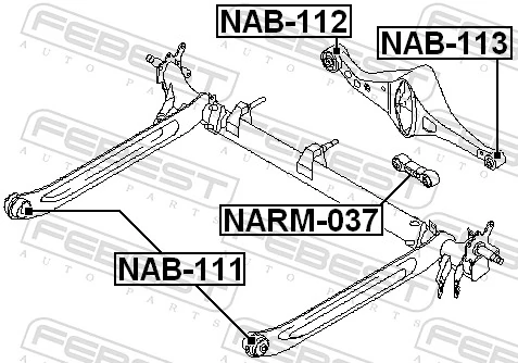 NAB113 Febest Buje del brazo transversal trasero