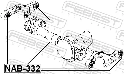 NAB332 Febest Buje de la traviesa de montaje del diferencial delantero