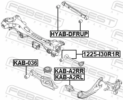 KABA2RL Febest Buje del brazo longitudinal trasero