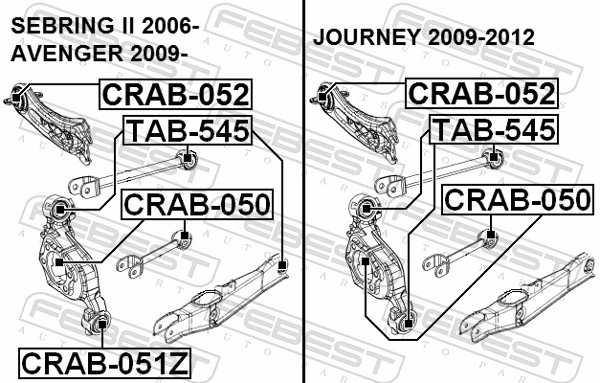 CRAB050 Febest Buje del brazo longitudinal trasero