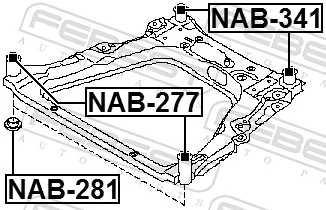 NAB341 Febest Buje silencioso del subchasis delantero