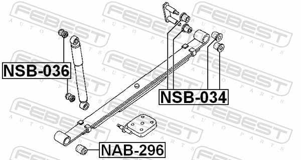 NAB296 Febest Silentblock delantero de ballesta trasera