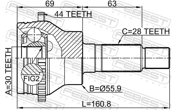 0510CX7A44R Febest Junta homocinética exterior trasera