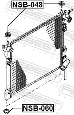 NSB060 Febest Soporte inferior de fijación del radiador