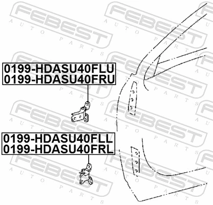 0199HDASU40FLU Febest Bisagra de puerta delantera izquierda
