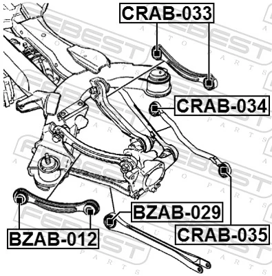 CRAB034 Febest Silentblock de brazo transversal de suspensión trasera