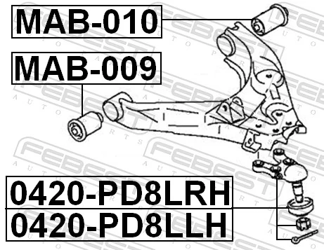 MAB010 Febest Silentblock de brazo de suspensión delantero inferior