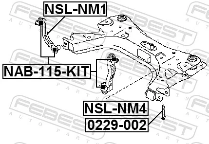 NAB115KIT Febest Buje de la barra tensora del brazo inferior delantero