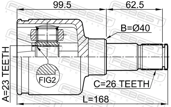 2111CB420LH Febest Junta homocinética interna delantera izquierda