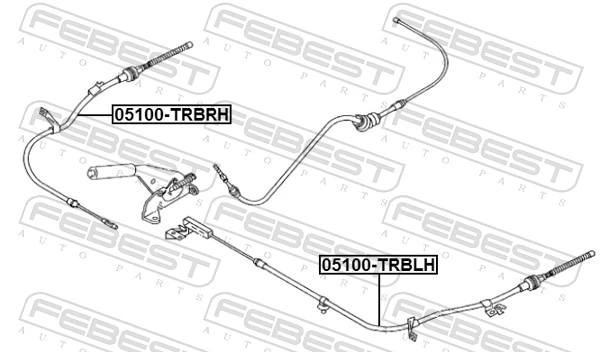 05100TRBLH Febest Cable de freno de mano trasero izquierdo