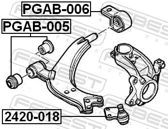 PGAB006 Febest Silentblock de brazo de suspensión delantero inferior