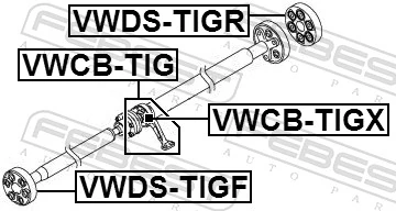 VWCBTIG Febest Rodamiento central del eje de transmisión