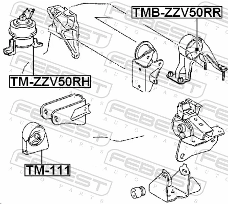 TMZZV50RH Febest Soporte de motor derecho