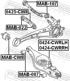 MAB087 Febest Buje interior del brazo transversal trasero
