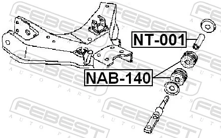 NAB140 Febest Buje de la barra tensora del brazo inferior delantero