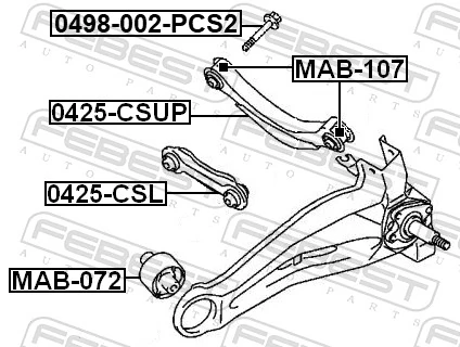 0498002PCS2 Febest Perno de fijación del subchasis delantero