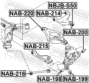 NAB215 Febest Buje del brazo transversal trasero