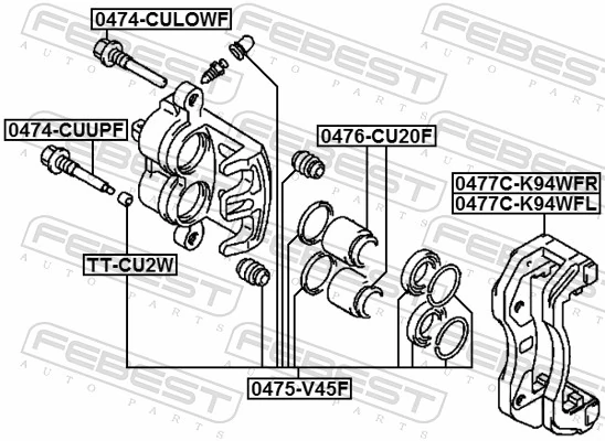 0477CK94WFR Febest Soporte, pinza de freno delantera