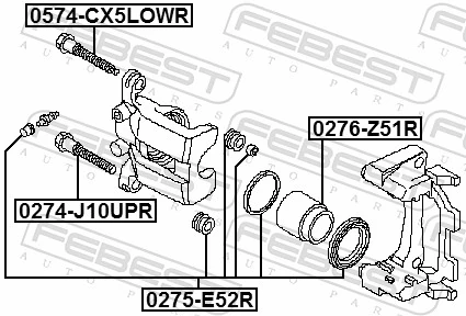 0275E52R Febest Kit de reparación de frenos trasero