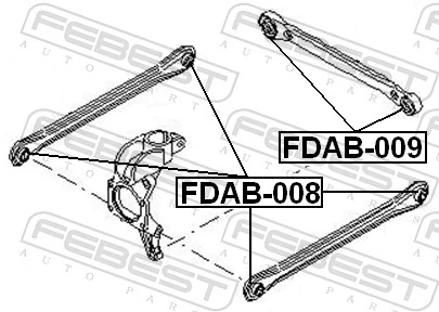FDAB009 Febest Buje del brazo longitudinal inferior trasero