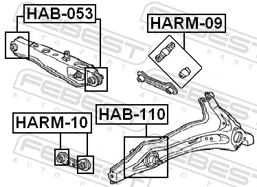 HAB110 Febest Buje delantero del brazo longitudinal trasero