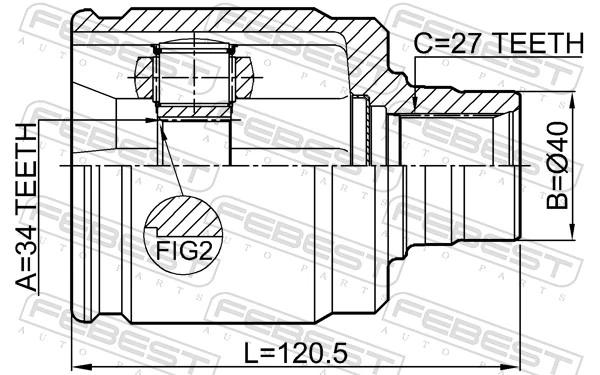 0311CL20RH Febest Junta homocinética interna delantera derecha