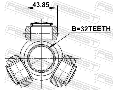 1216D7AT2WD Febest Junta homocinética interior trípode
