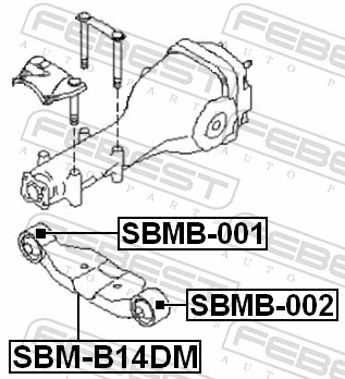 SBMB001 Febest Buje de la traviesa de montaje del diferencial trasero derecho