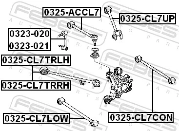 0325ACCL7 Febest Brazo superior de suspensión trasera izquierdo/derecho