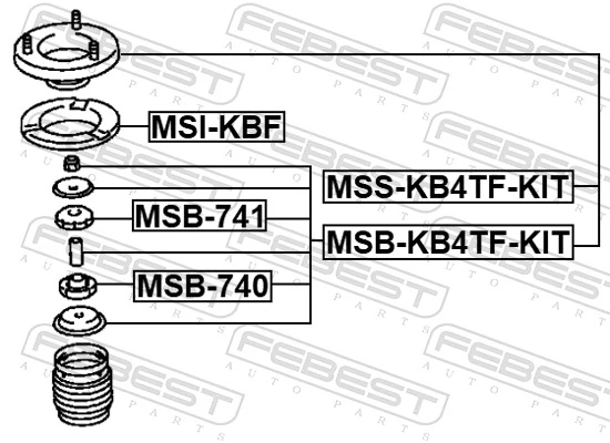 MSSKB4TFKIT Febest Soporte del amortiguador delantero