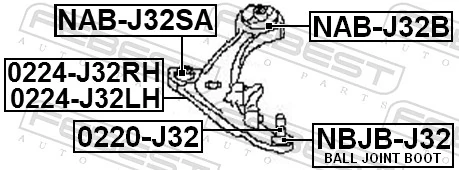 NABJ32SA Febest Silentblock de brazo de suspensión delantero inferior