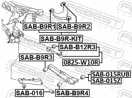 SABB9RKIT Febest Silentblock del brazo superior de suspensión trasera