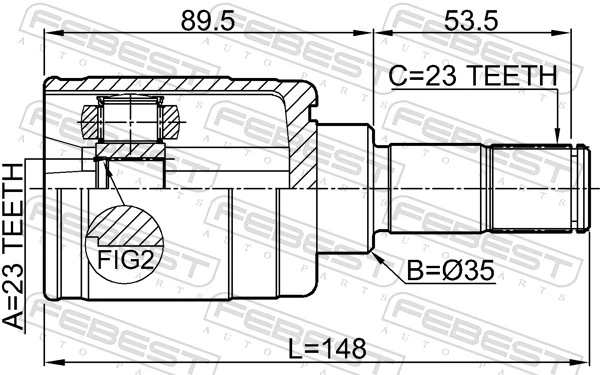 0311HRV4WDLH Febest Junta homocinética interior trasera