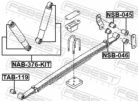 NSB046 Febest Buje trasero de ballesta trasera