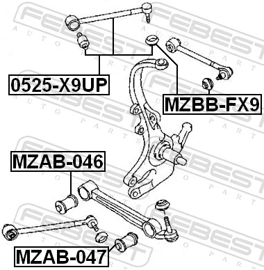 0525X9UP Febest Brazo superior de suspensión trasera izquierdo/derecho