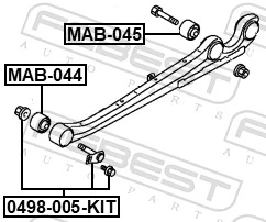 MAB044 Febest Buje delantero del brazo longitudinal trasero