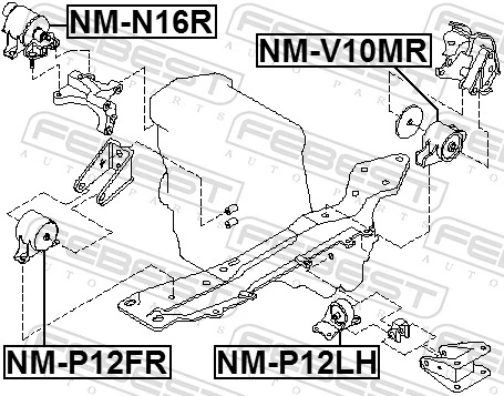 NMP12LH Febest Cojín del motor
