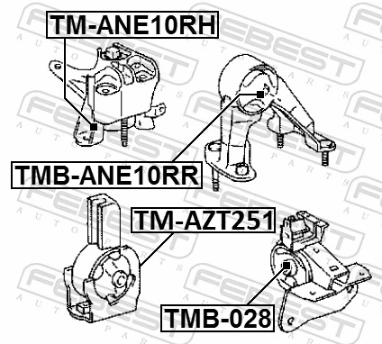 TMBANE10RR Febest Silentblock del soporte trasero del motor